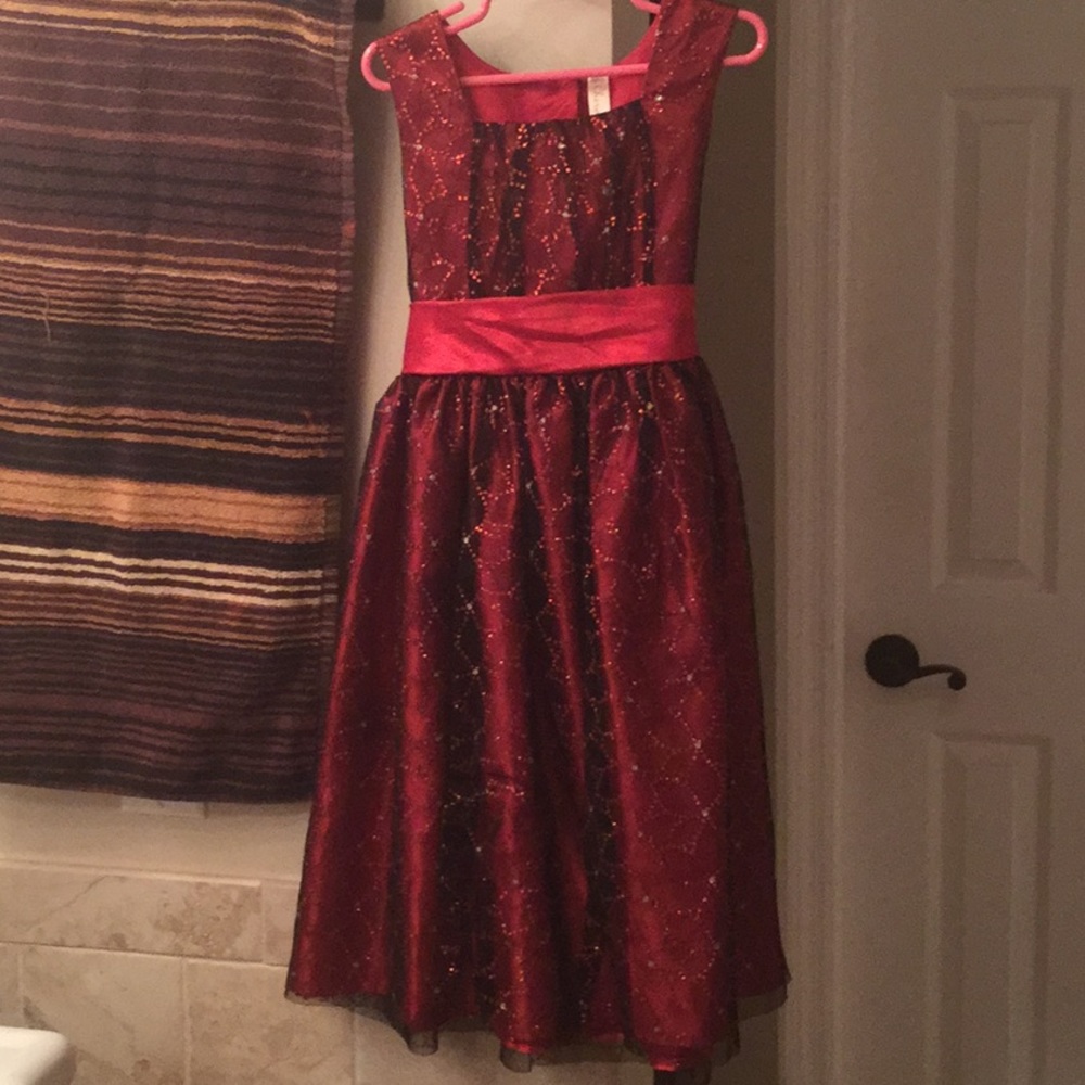 Girls sparkly red Christmas or recital dress